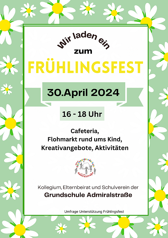 Eine Einladung zum Frühlingsfest am 30.4.24 ab 16 Uhr.