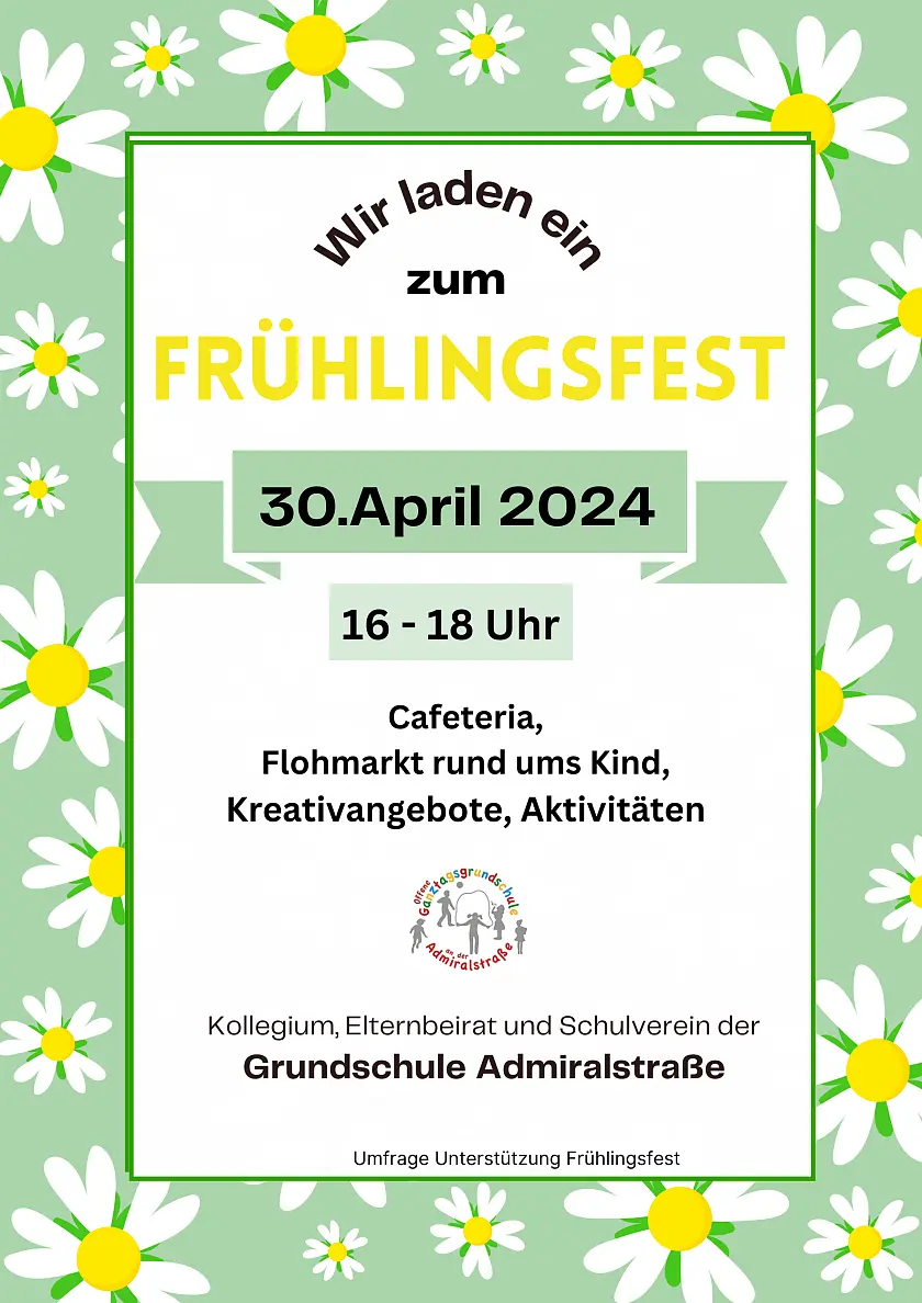 Eine Einladung zum Frühlingsfest am 30.4.24 ab 16 Uhr.